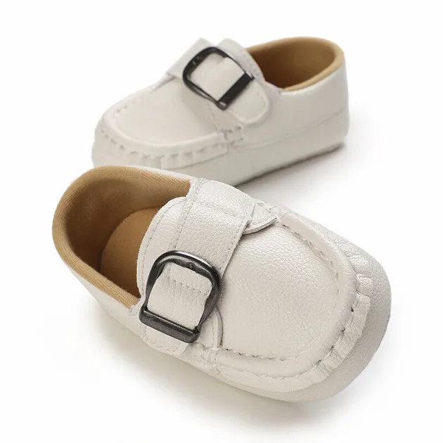 Newborn Baby Boy White Crib Shoe Infant PreWalker Trainers First Step Shoe 0-18M