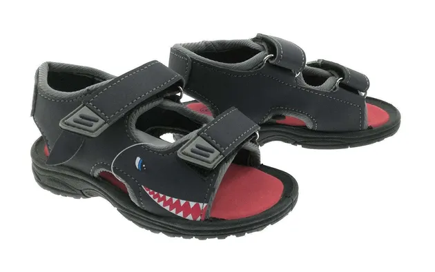 Rugged Bear Boy's Flat Sport Sandals Hook & Loop Open Toe Color Gray