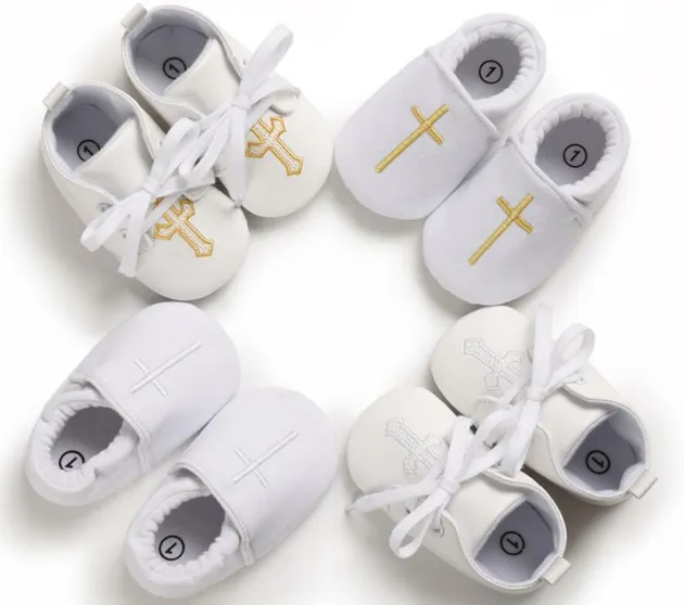 Newborn Baby Boy Girl Crib Shoes Infant Christening Shoes Soft Sole Trainers 