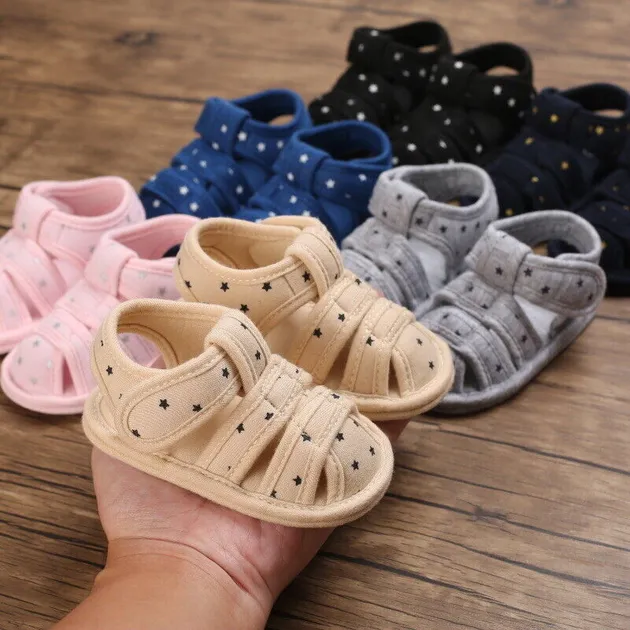 Newborn Baby Boy Girl Crib Shoes Toddler PreWalker Infant Cotton Summer Sandals