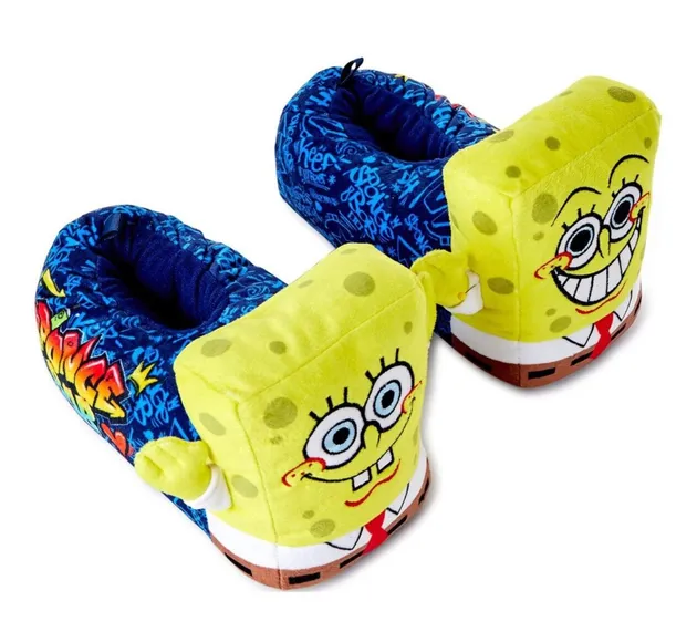 New Spongebob Squarepants Plush Slipper House Shoes Various Sizes Rubber Bottom