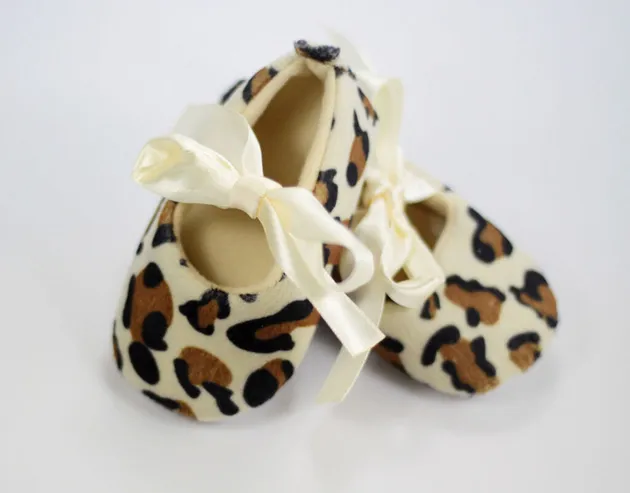 NEW Baby Girls Leopard Ballerina Satin Tie Shoes 3-12 months Size 2/3/4