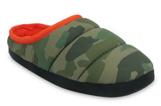 Wonder Nation Youth Boys Puffy Plush Camo Slip-on Slippers Shoes: 11/12 - 13/1