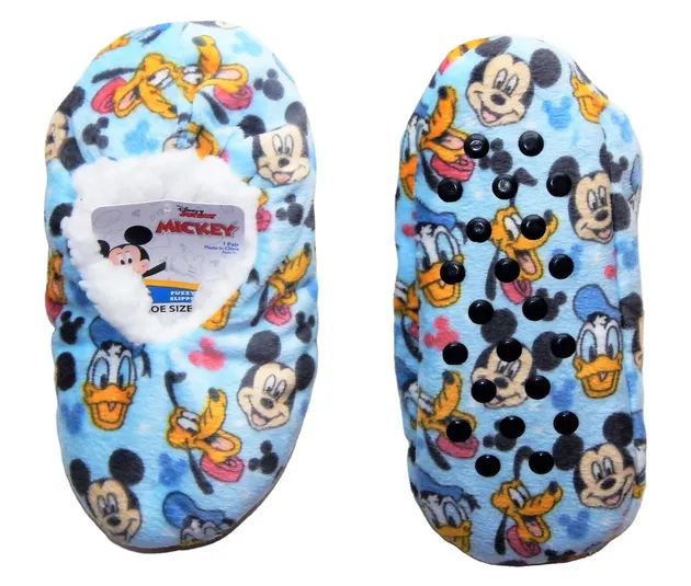 MICKEY MOUSE Fuzzy Babba Slippers Sizes 2T-3T (Shoe 5-7) or 3T-4T (Shoe 8-10)