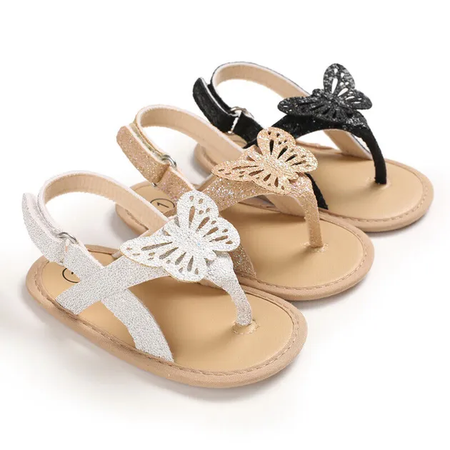 Lovely Newborn Baby Girls Crib Shoes Infant Soft Sole Butterfly Summer Sandals