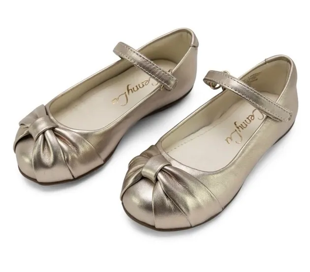 Girls Holiday Dress Flats Shoes - GOLD