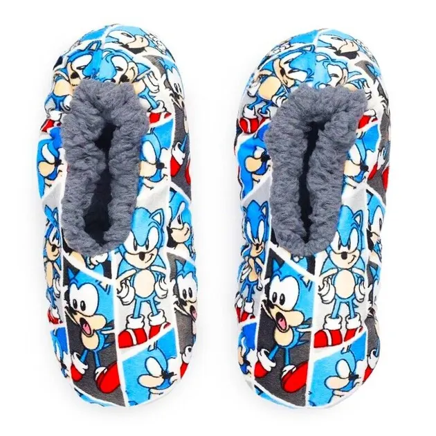 SONIC the HEDGEHOG MOVIE SEGA Fuzzy Babba Slippers Size S/M (8-13) or M/L (13-4)