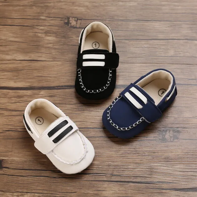 Fashion Newborn Baby Boy Crib Shoes Infant PreWalker Trainer Slip on Casual Shoe