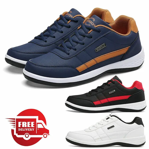 Leather Non-slip Men's Comfortable Breathable Sneakers Running Tennis Shoes Gym