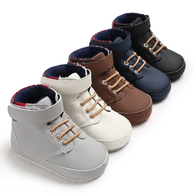 Infant Child First Step Booties Kid High Top Boots Baby Boy Crib Shoes Size1 2 3