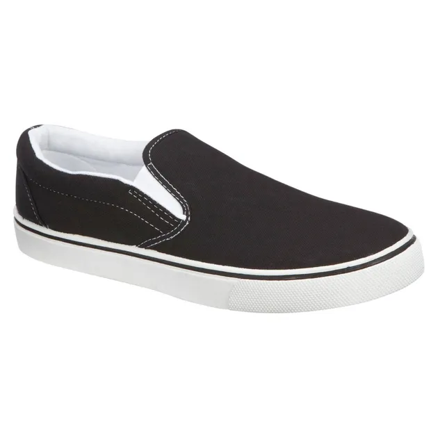 Basic Editions Men's Casual Kaj Black Canvas Sneakers Slip-on  Shoes