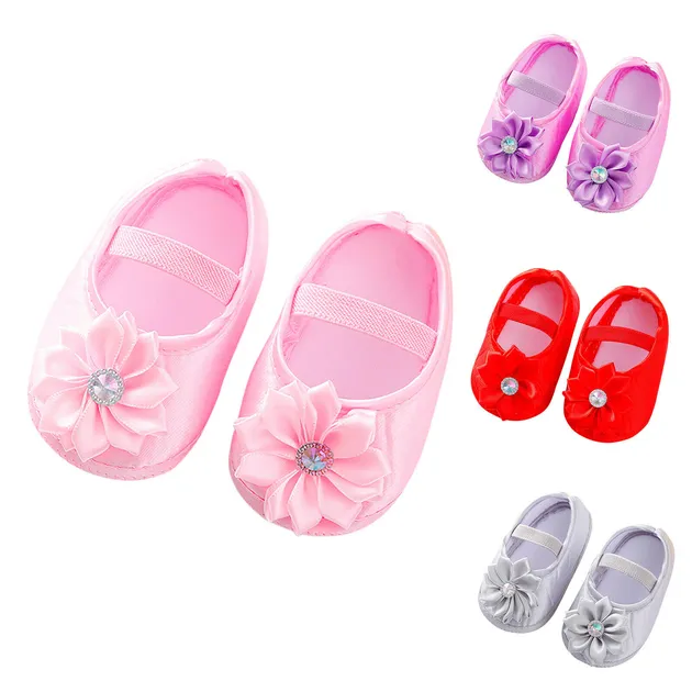 Toddler Infant Baby Girls Shoes Flower Solid Color First Walkers Princess Shoes