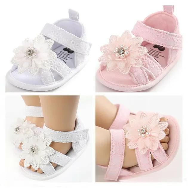 Soft Sole Sweet Princess Baby Girl Pearl Crib Shoe Toddler Outfit Summer Sandals