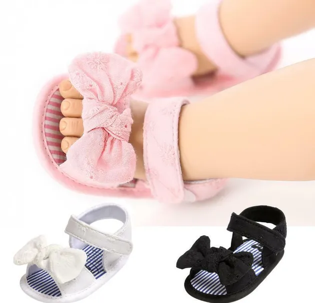 Pink White Black Baby Girl Crib Shoe Infant Floor Crawling Summer Sandals 0-18M