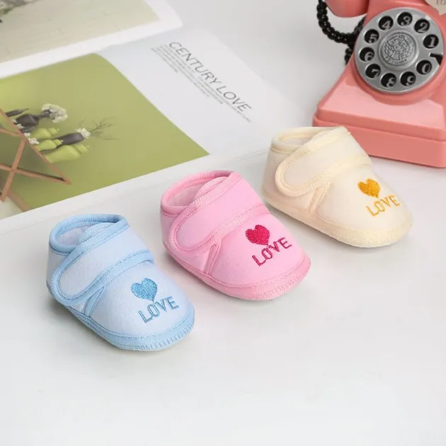 Toddler Shoes Newborn Girl Baby Infant Indoor Heart Casual Anti-Slip Slippers