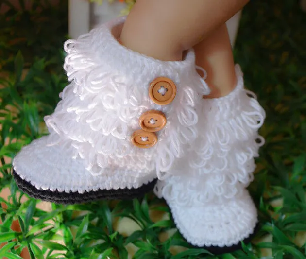 HANDMADE Newborn Baby Crochet Knit ×Loop de Booties× Boots Shoes 0-6 months 