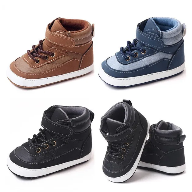 Newborn Baby Boy Crib Shoes Infant Child High Top Boots PreWalker Trainers 0-18M