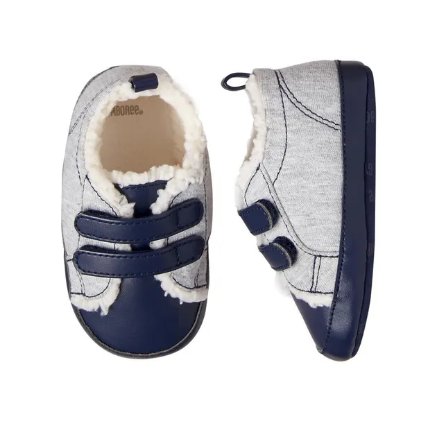 NWT Gymboree Forest Fox Baby Boys Blue Gray Sherpa Crib Shoes 2 3 4